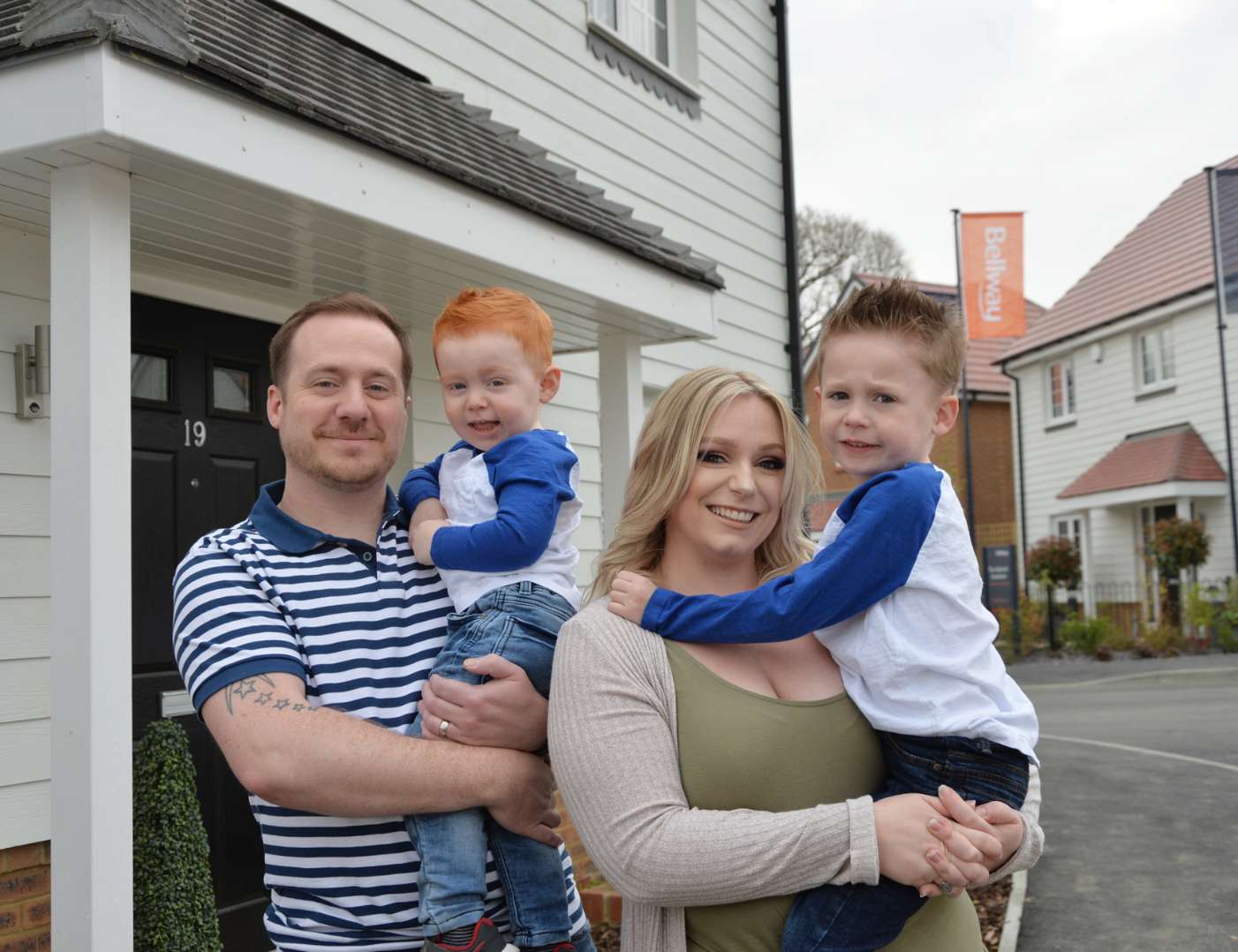 Family on doorstep