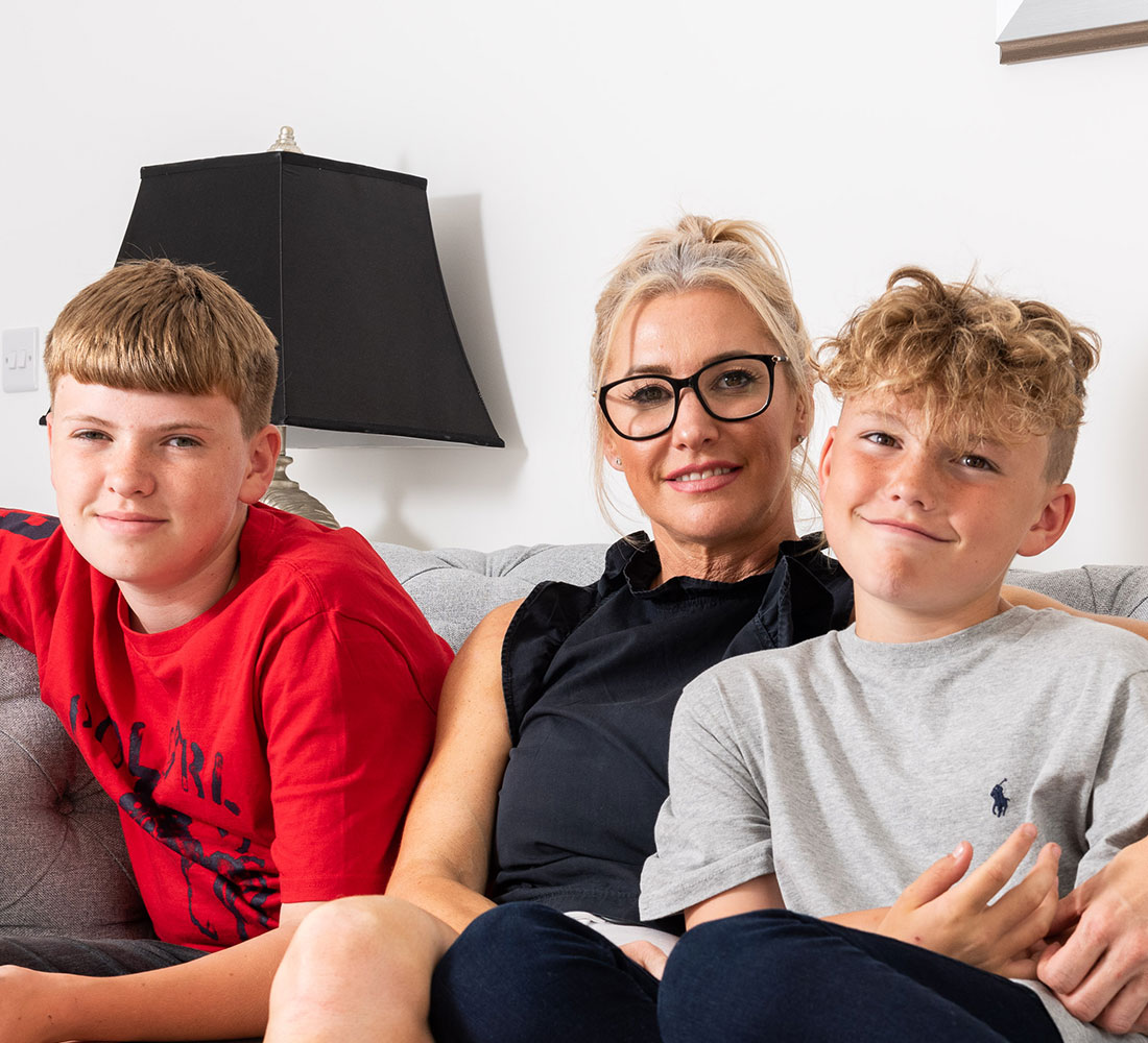 Family on sofa